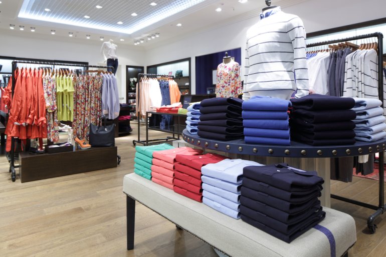Merchandise display in a fashion store